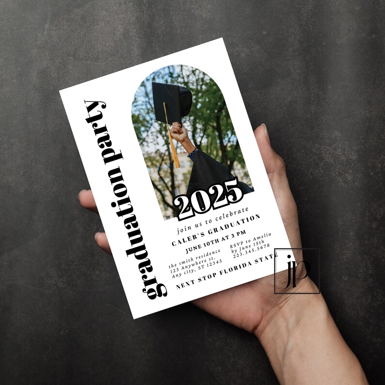 Photo Graduation Party Invite Template Boys Modern High School Grad ...