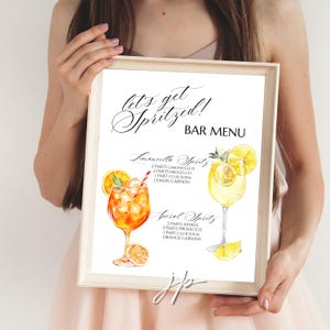 Spritz Bar Menu Sign Template Aperol Spritz Bridal Shower Table Sign Editable Lets Get Spritzed Limoncello Drink Menu Baby Brunch Station image 3