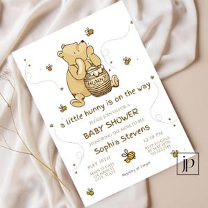 Little Hunny On The Way Invite Template Editable Winnie the Pooh Baby Shower  Invitation Gender Neutral Honeybee Invite Digital Download