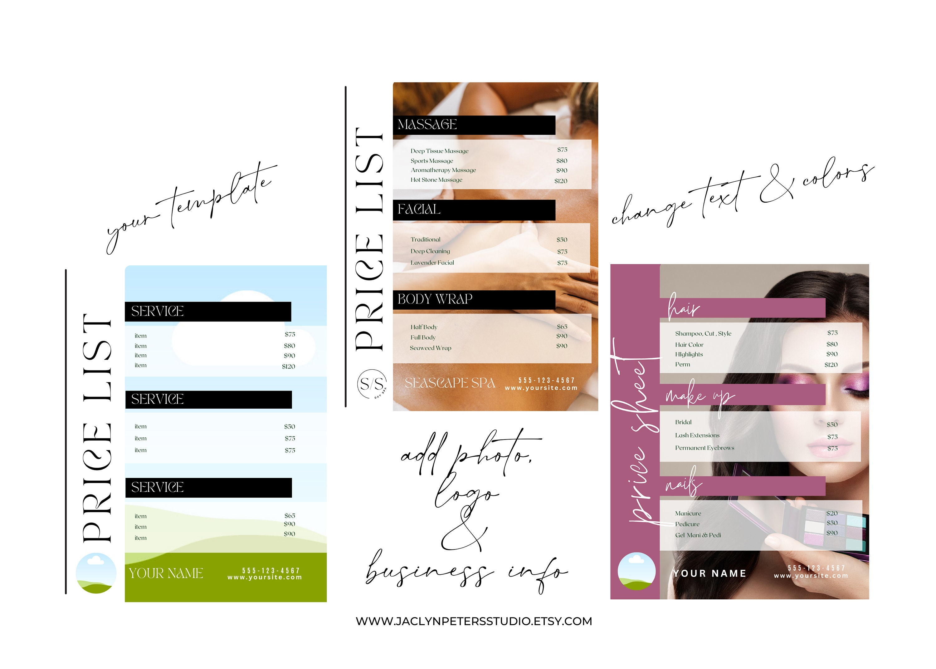 Salon Price List Template Hair Stylist Template Spa Sheet Etsy Salon Price List Template Hair Stylist Template Spa Sheet Etsy