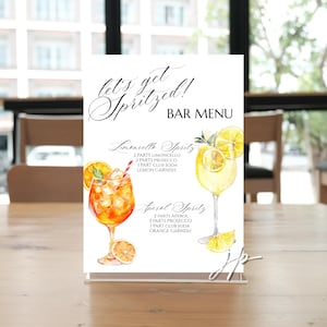 Spritz Bar Menu Sign Template Aperol Spritz Bridal Shower Table Sign Editable Lets Get Spritzed Limoncello Drink Menu Baby Brunch Station image 4