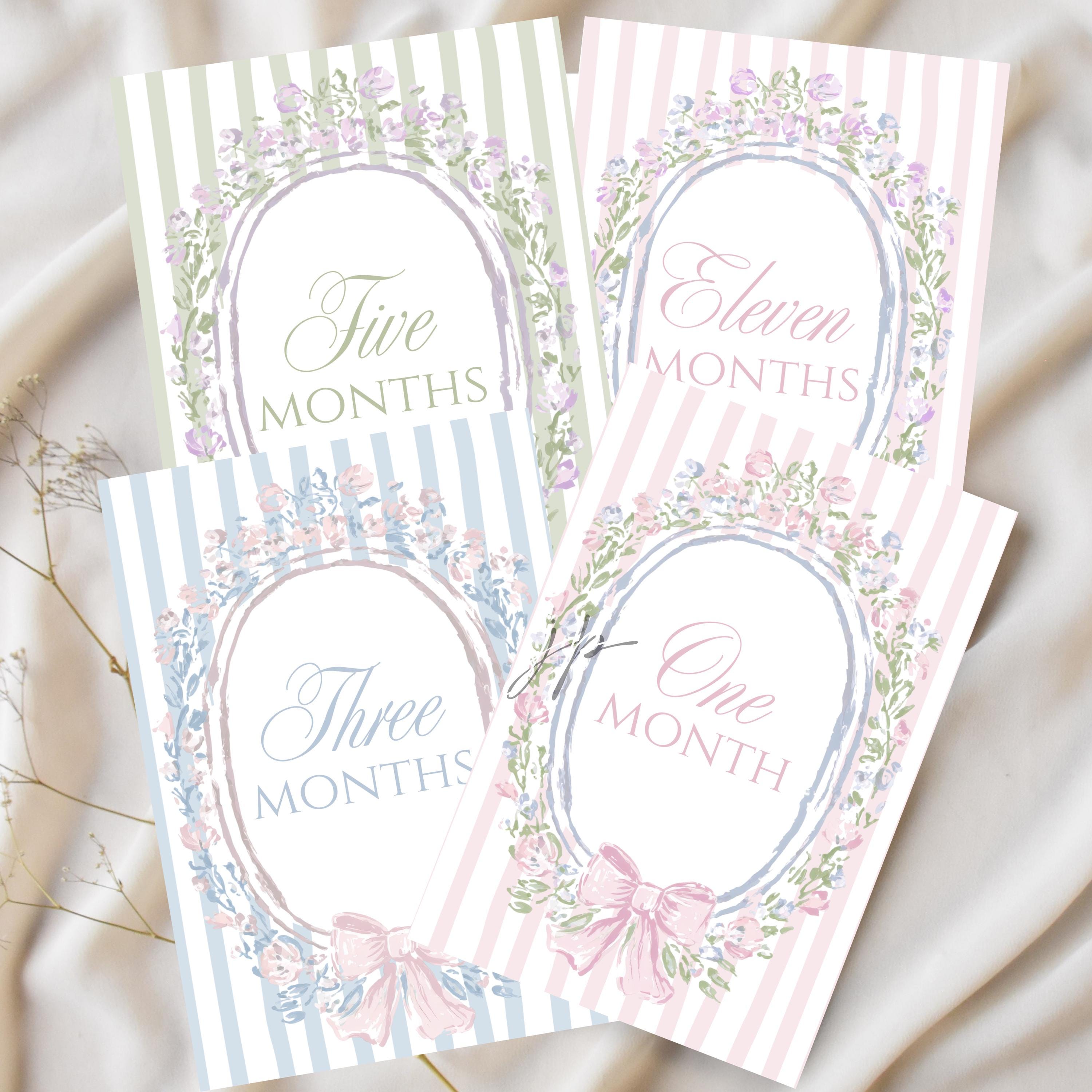 Vintage Baby Monthly Milestone Cards Set Grandmillennial Flowers ...