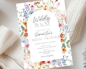 Wildly In Love Bridal Shower Invite Boho Wildflowers Bridal Brunch Invitation Editable Bright Summer Floral Wedding Shower Canva Template