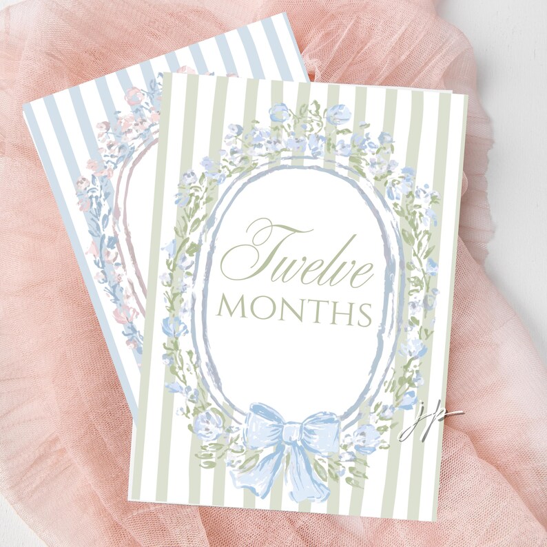 Vintage Baby Monthly Milestone Cards Set Grandmillennial Flowers ...