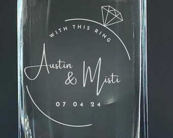 Engraved Square Valentine Vase: Personalized Monogram Centerpiece
