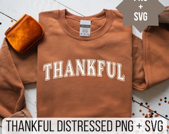 Thanksgiving-design med nödställd tacksamhet, Thanksgiving-clip art SVG PNG (digital nedladdning)