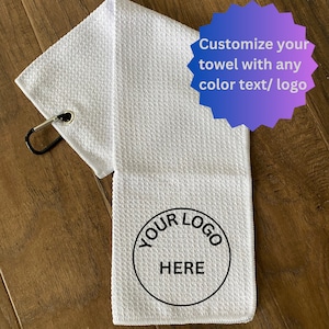 Personalized Golf Towel - Your Logo Here - White Waffle Golf Towel
