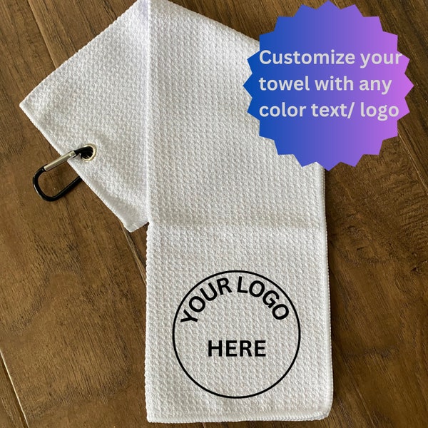 Personalized Golf Towel - Your Logo Here - White Waffle Golf Towel