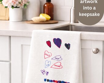 Personalized kitchen Towel for mother: Custom Handwritten Notes & Logo