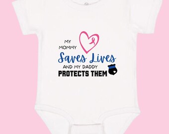 Nurse Mommy & Police Daddy Baby Bodysuit - Future Hero