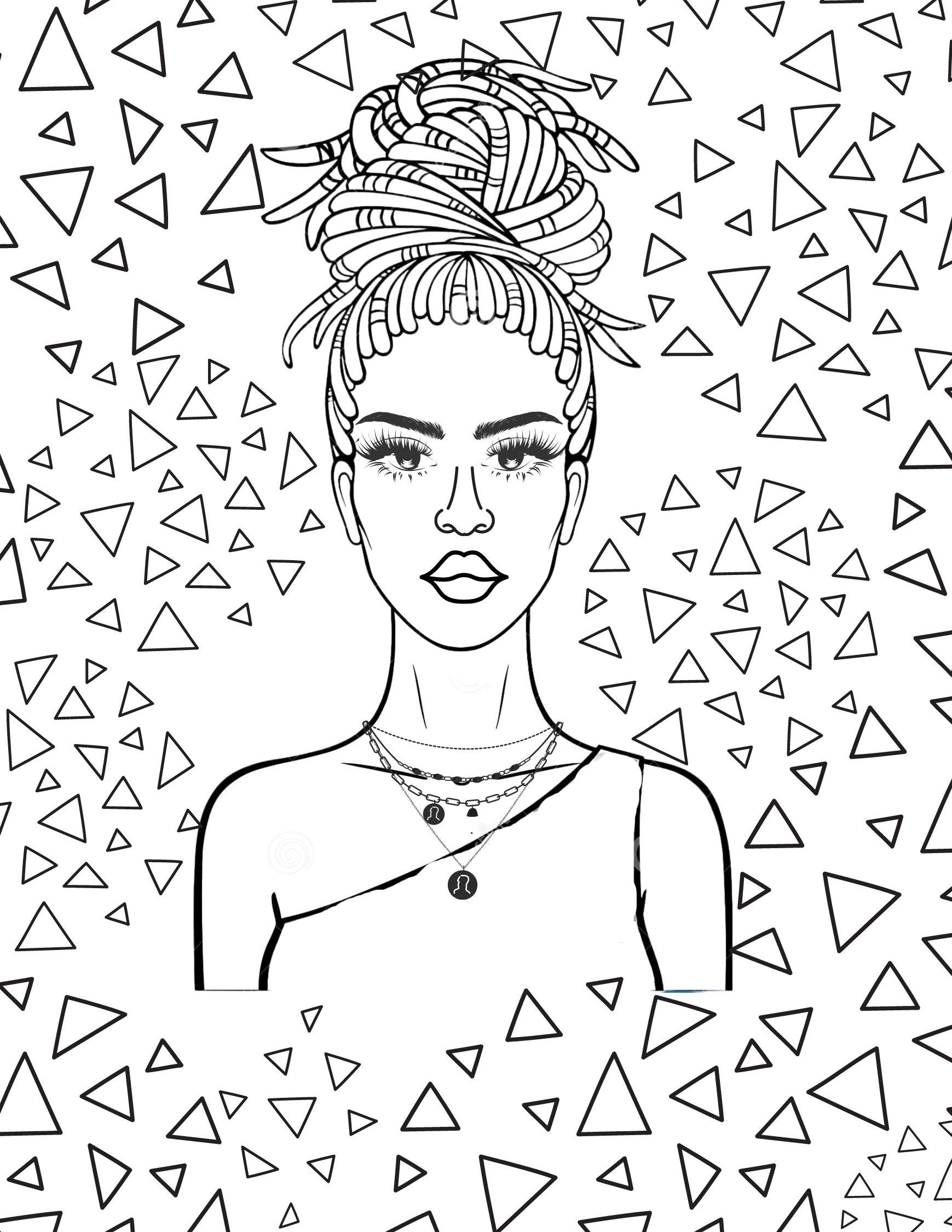 Colorful Women Coloring Page - Etsy