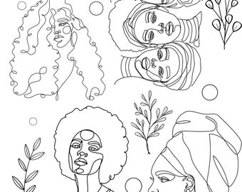Colorful Women Coloring Page - Etsy