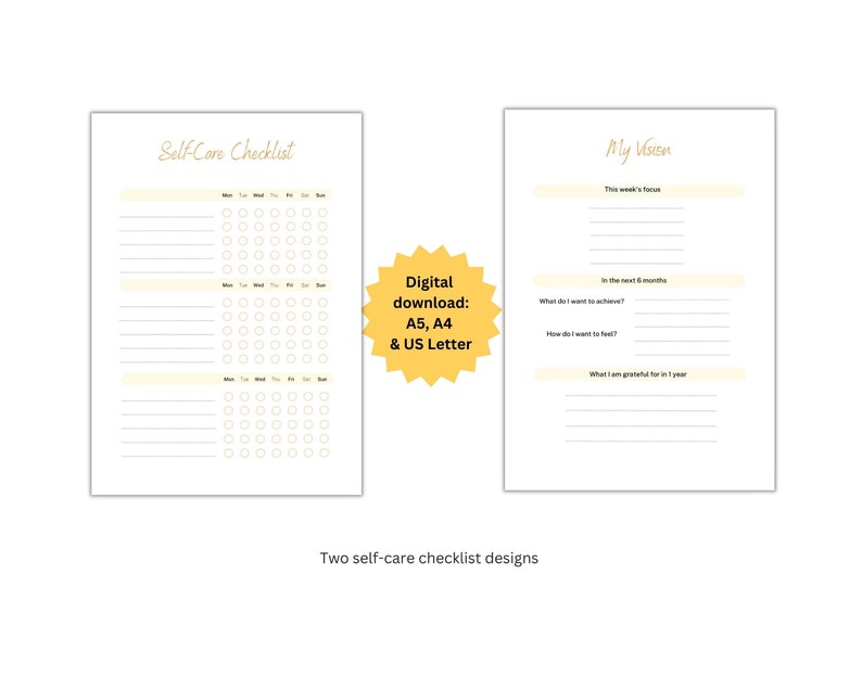 Self-care Daily Planner &amp; Checklist, Printable Digital Self-care ...