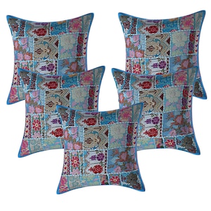 Patchwork Cushion Cover Handmade Pillows Throw For Couch Traditional Pillow Slipcover Cotton Pillow Covers Khambadiya Cushion Cover 16&quot;