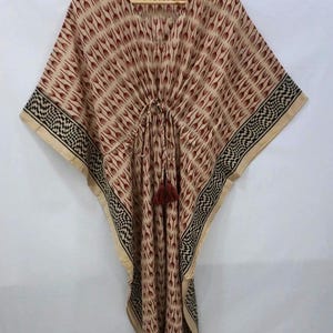 Indian Bagru Print Cotton Short & Long Caftan Beach Wear Bikini Cover Up, Boho Cotton Comfy Maxi, Gift For Her, Handmade Night Dress