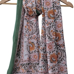 Beach Wrap Pareo Hand Block Printed Cotton Sarong Long Scarf Large Sarong Cover up Soft Fabric Scarf Fashion Shawl Beach Sarong Gift for Her
