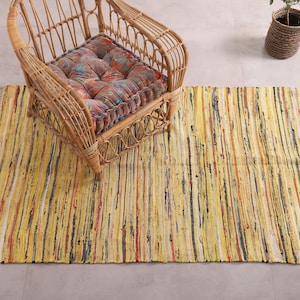 Handwoven Colorful Rag Rug, Multicolor Floor Mat, Vintage Runner, Cotton chindi home decor rug, Indian chindi dhurrie