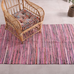 Handmade Chindi Cotton Rug Multicolor Bohemian Rag Home Decor Large Area Rag Rug Indian Dhurrie Rug Carpet Decorative Chindi Rug