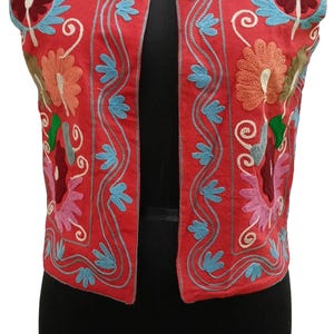 Floral Jacket Cotton Suzani  Handmade Waistcoat Boho Style Jacket Embroidery Jacket Gift For Her