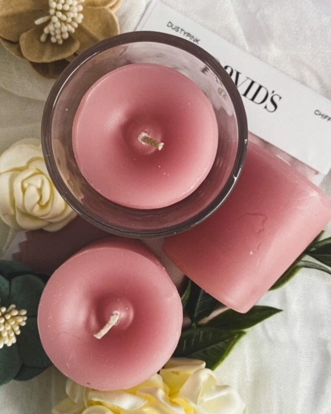 Set of 6 Dusty Pink Votive Candles Unscented Candle, Wedding Decor