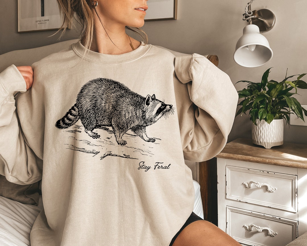 Feral Raccoon Sweatshirt Stay Wild Forestcore Racoon Sweatshirt, Animal ...