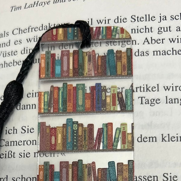 Bookmark with Books on Bookshelves | FREE SHIPPING | Transparent | Acrylic Thin Unique Patterned Flex Bookmark | Great gift for Book lovers