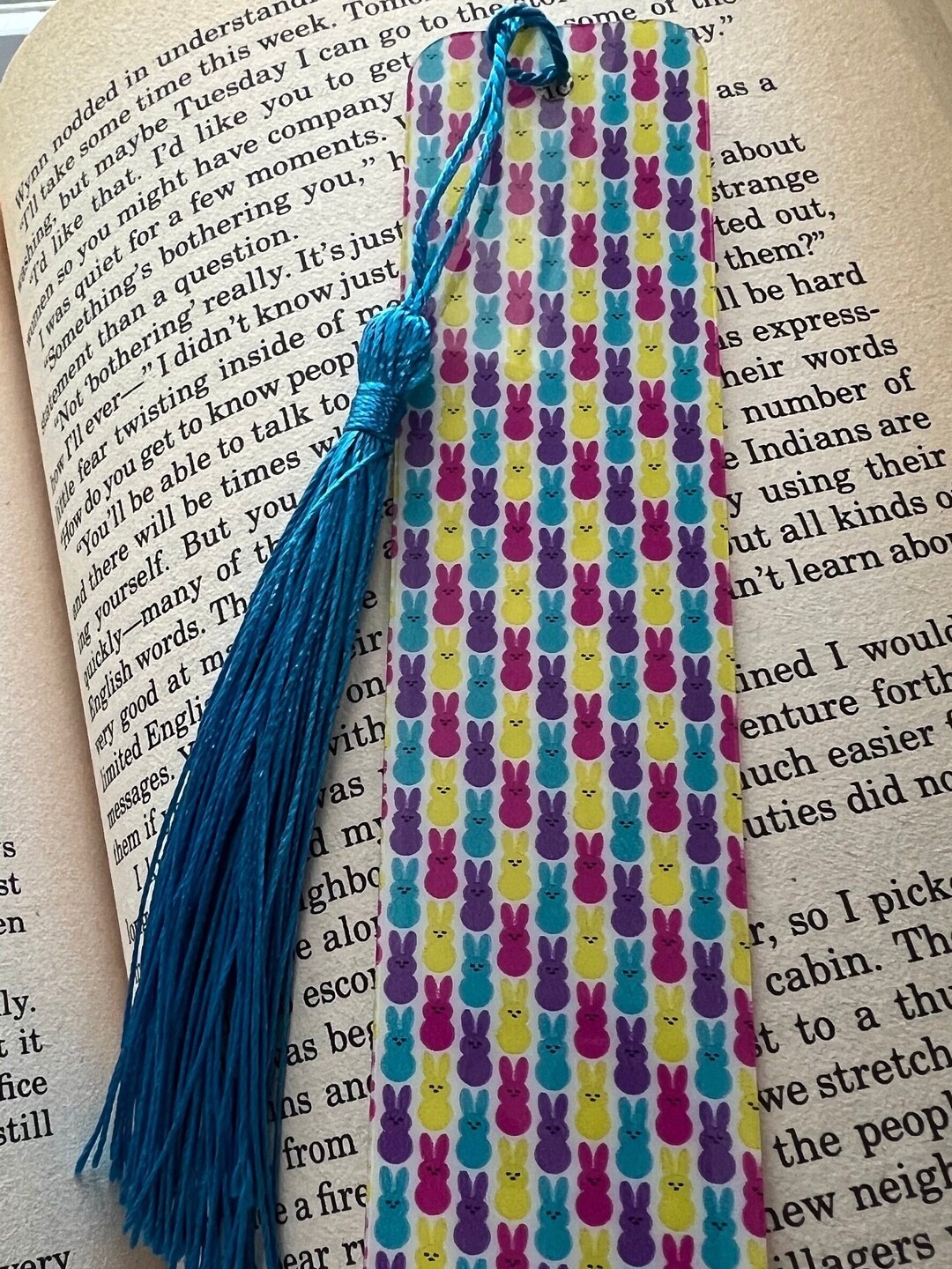 Cute Easter Bookmark With Yellow, Purple, Blue and Pink Bunnies and ...