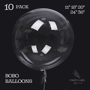 Set of 10 Clear Bobo Balloons | All Sizes 11" 18" 20" 24" 36" | Bulk | Party Supplies for DIY's | Fast Shipping | Birthday Bubble Balloons