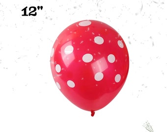 12" Red Polka Dot Balloons | Latex Party Balloons | Birthday Party, Bach, Wedding Decoration, Red Decor