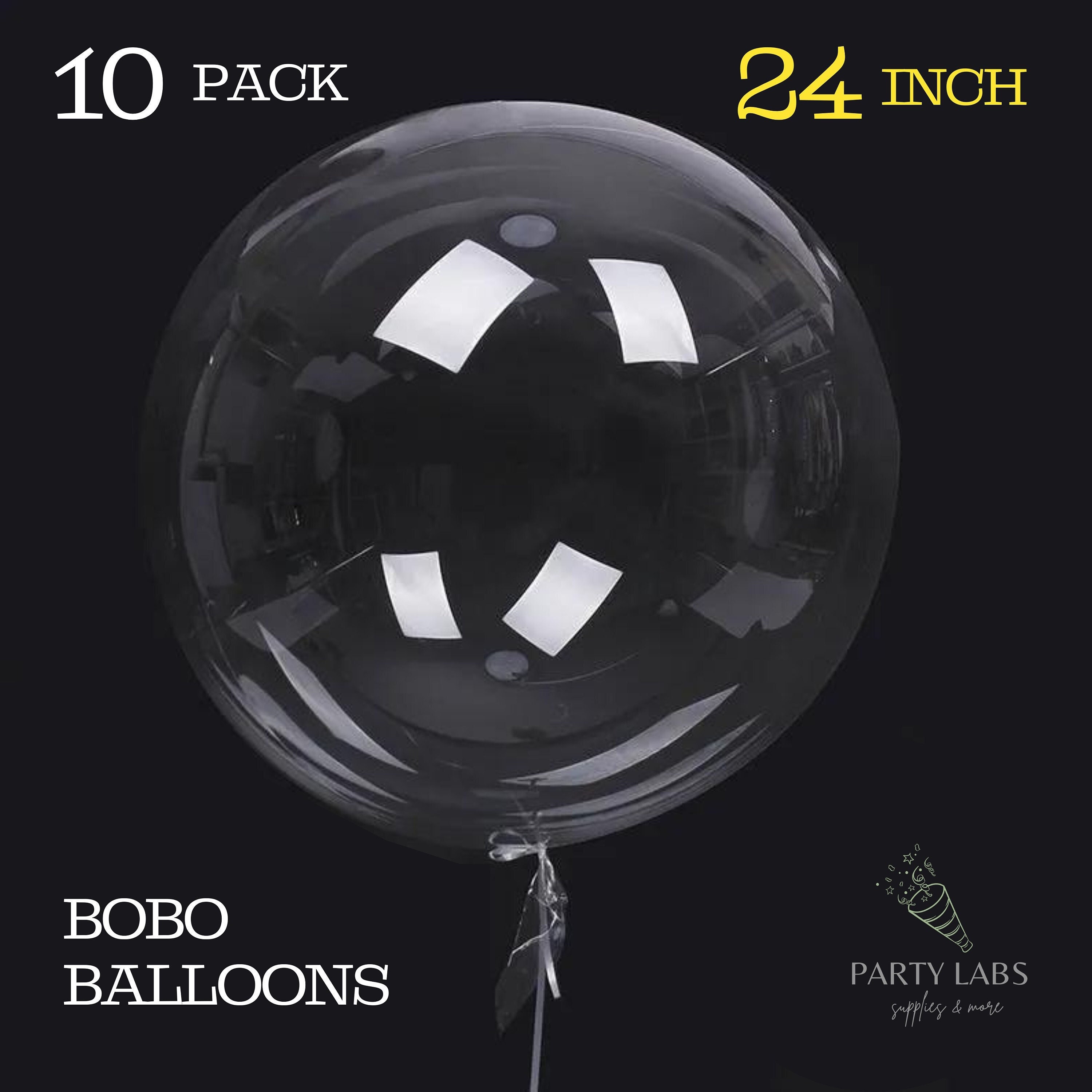 Bloonsy 24 Inch Clear Bobo Balloons (Pack of 10) - Extra-Wide Neck,  Balloons For Balloon Stuffing Machine