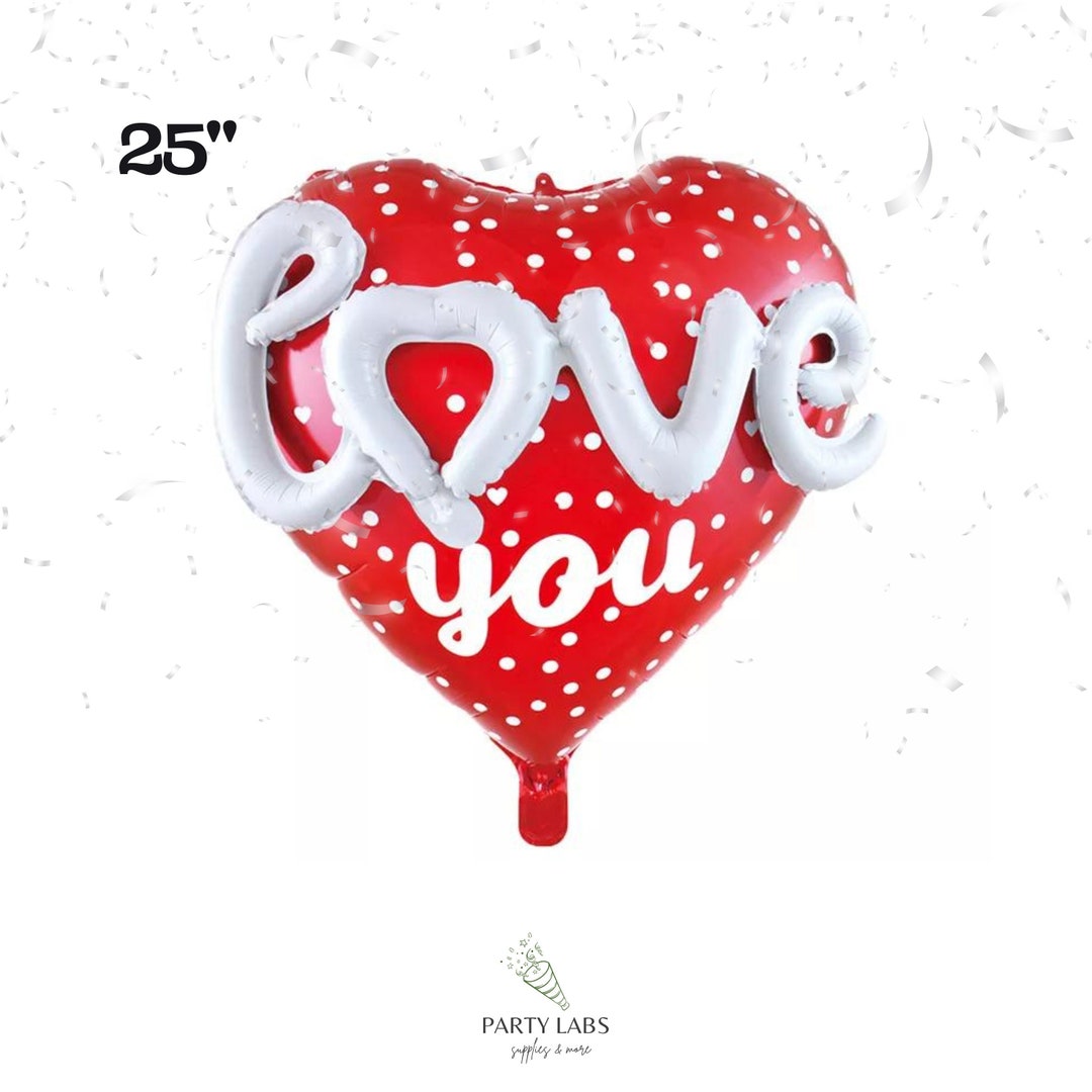 25" Giant Jumbo Balloon | Love You Red Heart Balloon | Mylar Bouquet ...