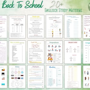 Back to school Lernmaterial: Englische Version. Druckbare Lernblätter für Schüler von Stufe 4 bis 8.