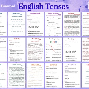 English tenses. Back to school printable learning sheets with explanations, tasks and solutions. 7 simple and detailed explained tenses #1