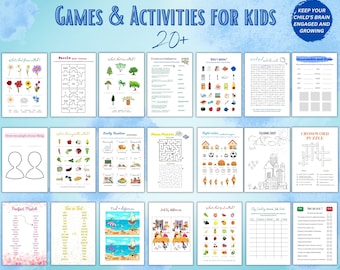 Games & Activities for kids #1 , Entertaining and teaching printable Games for children, Fun Brain stimulating Game Bundle for kids
