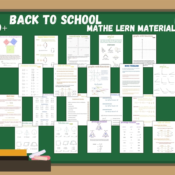 Back to school: Mathe Version. Lernblätter zum Ausdrucken für Schüler der Stufen 4 bis 10. Hilfreiches Mathe-Lernmaterial für Schüler #1