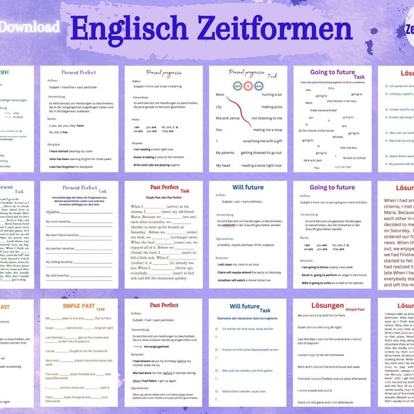 Passiv Englisch übungen Lückentext Alle Zeiten Pdf Lernzettel English - Etsy