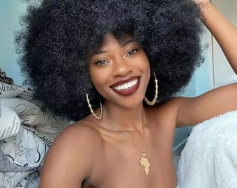 Perruque de vrais cheveux brésilienne style Afro 14 pouces