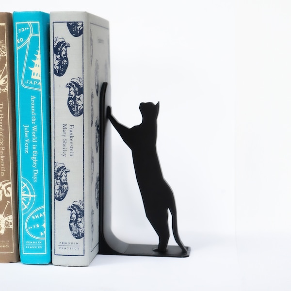 Cat Bookend | 3D printed book holder | Adorable model figurine | Cute gift | 2D Animal