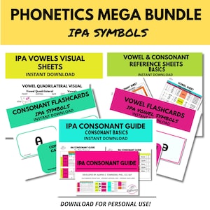 IPA Fonetiek Megabundel| Internationaal fonetisch alfabet logopedieschema| Afdrukbare medeklinker-fonetiek-fonetiek-flashcards