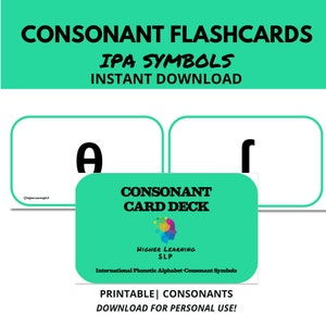 Phonetics Consonant Flashcards | Phonetics Practice Flashcards| Phonetics Consonant Printable Study Cards