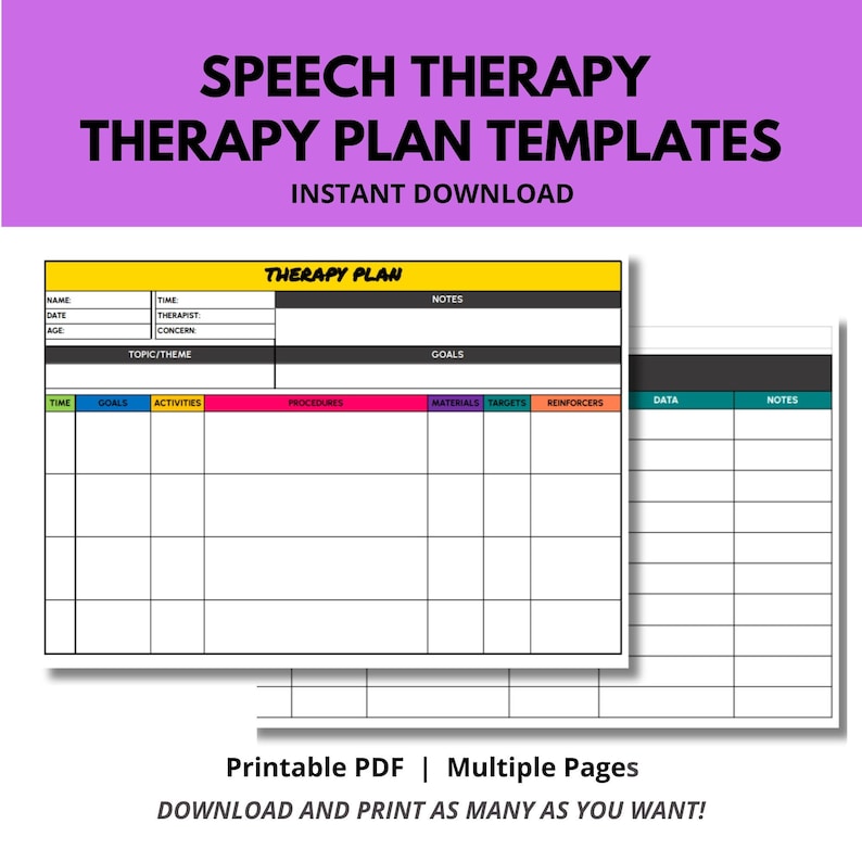 Speech Therapy Lesson Plan Templates, Speech Therapy Treatment Plan ...