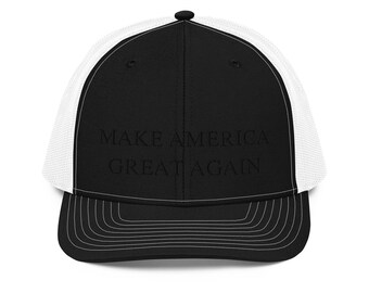 Black on Black MAGA hat | Make American Great Again | Trucker cap | Snap Back | Trump 2024 | Republican | Mesh | Duo Tone | Trump Gift