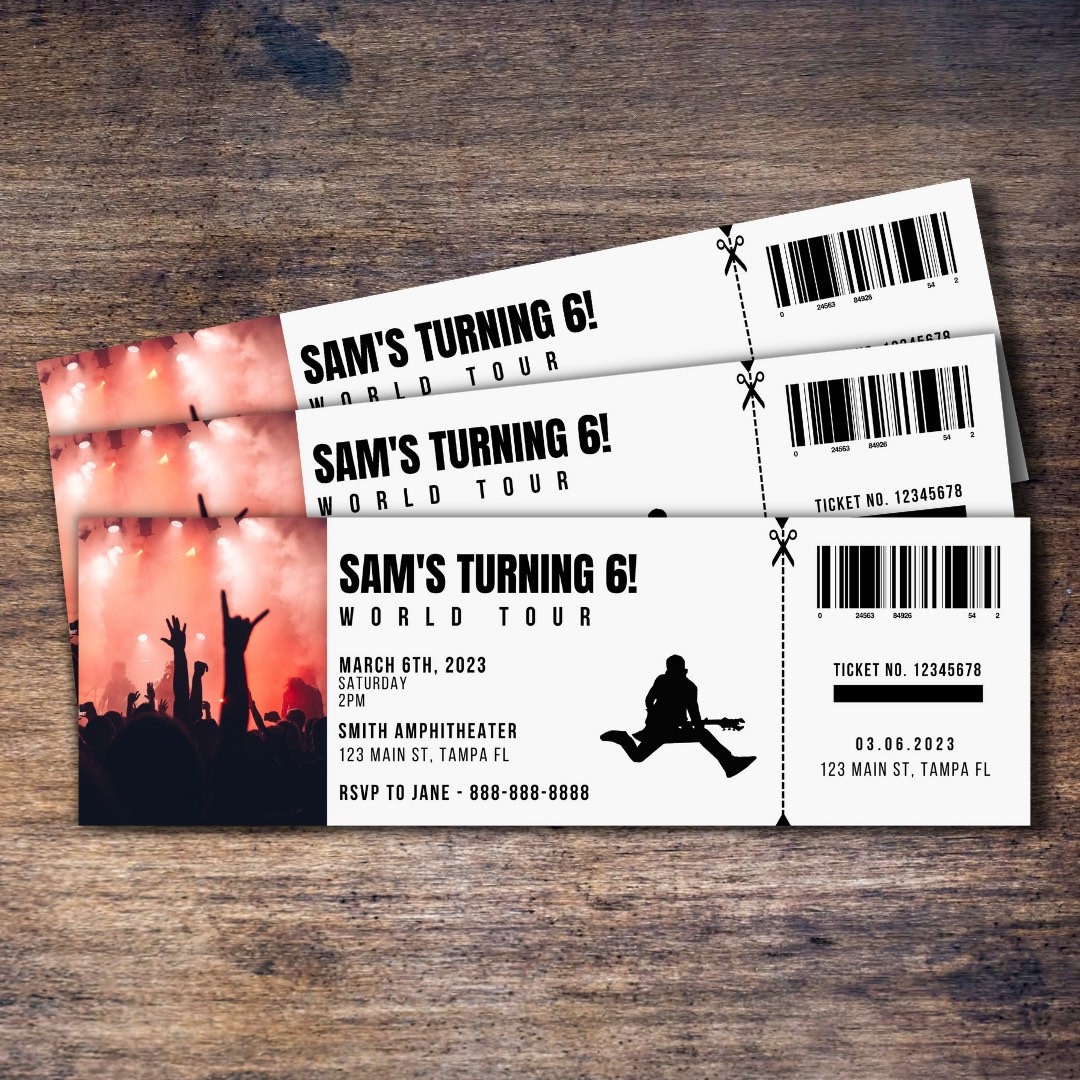 Rockstar Birthday Invitation Ticket, Birthday Invitation, Rockstar