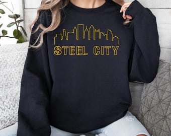 Pittsburgh Steel City Sweatshirt Black Yellow Yinzer