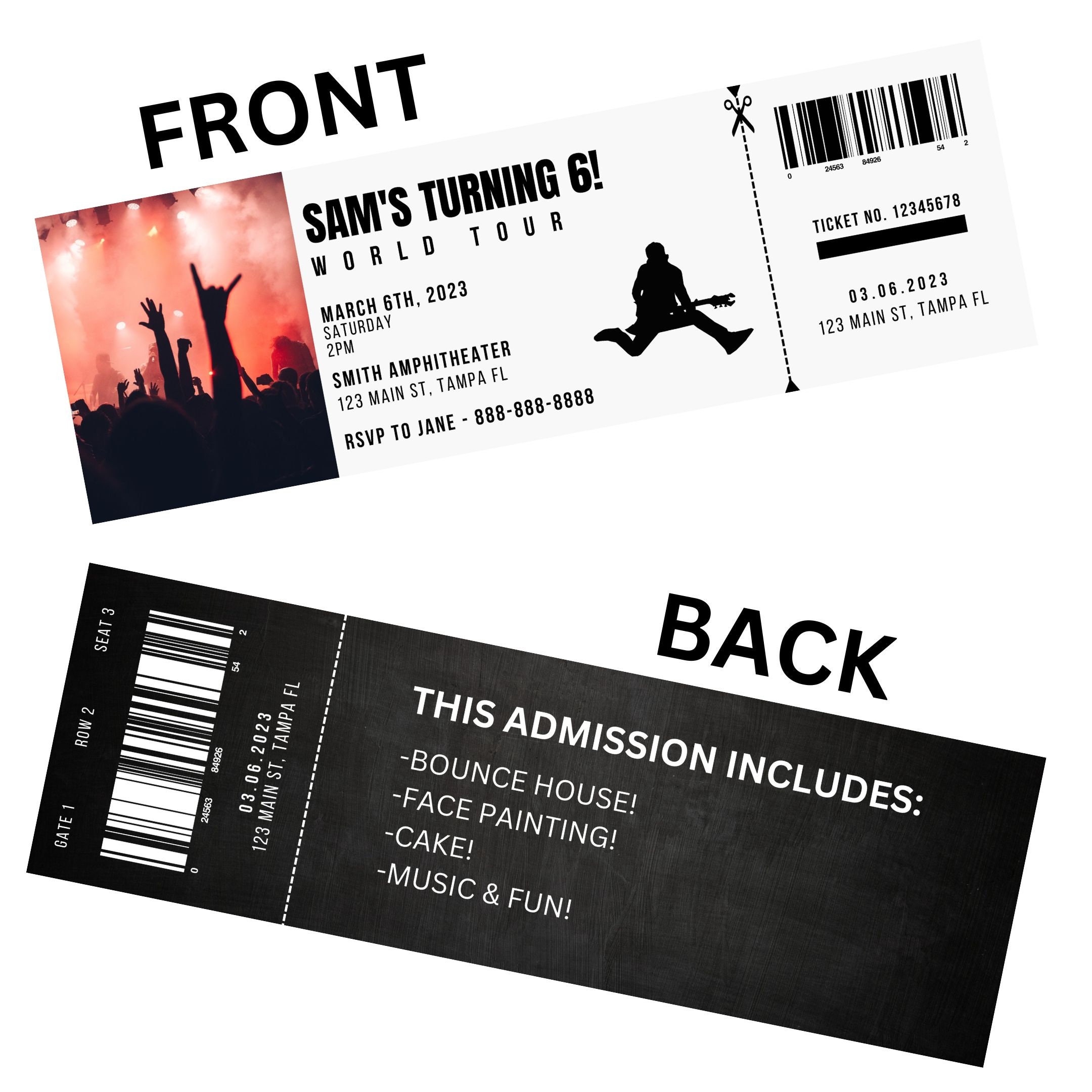 Rockstar Birthday Invitation Ticket Birthday Invitation - Etsy