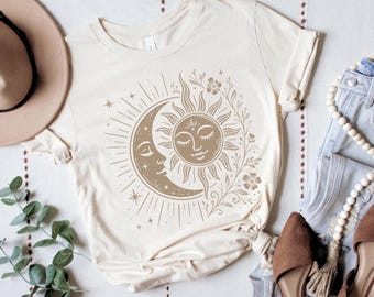 Boho Sun and Moon Shirt | Trendy Yin Yang Tee | Unisex Celestial Shirt | Spiritual Boho Aesthetic | Sun Moon Vibe T-Shirt | Astrology Tee