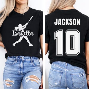 Custom Softball Parent Shirt | Softball Mom Dad Tee  | Player Name & Number on Back | Cute Custom Softball Tshirt | Silhouette Player