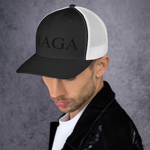 Black on Black MAGA Trucker Cap | Snap Back | Embroidered | Make America Great Again | Trump | 2024 Election | Vote | Red | Republican
