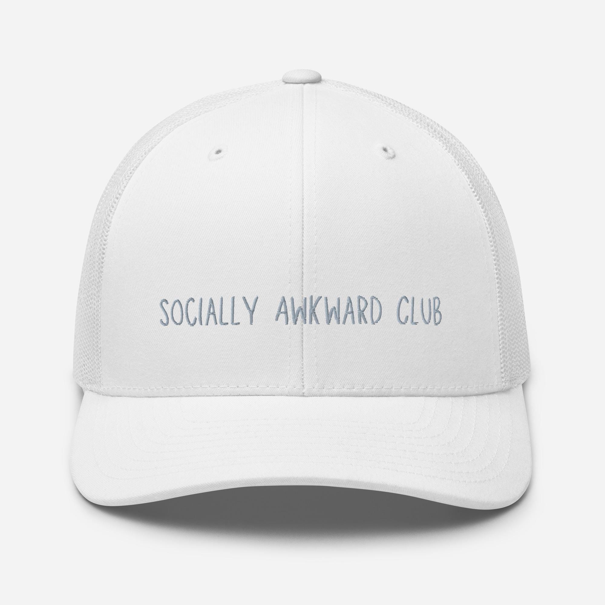 Socially Awkward Club Trucker Hat | Funny Embroidered Hat | Introvert Hat | Sarcastic Hat | Gift for Friend | Custom Mesh Hat