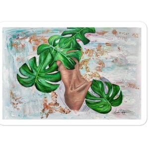 Monstera Dreamscape - Sticker fabriqué par l'artiste | peinture technique mixte